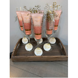 Champagne Toast Body and Bath Cream & Champagne Glass Packaging