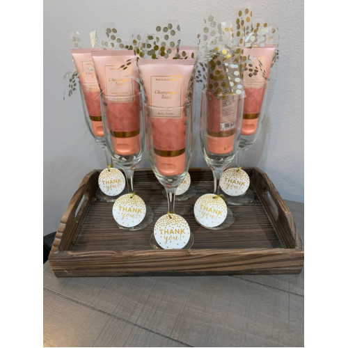 Champagne Toast Body and Bath Cream & Champagne Glass Packaging